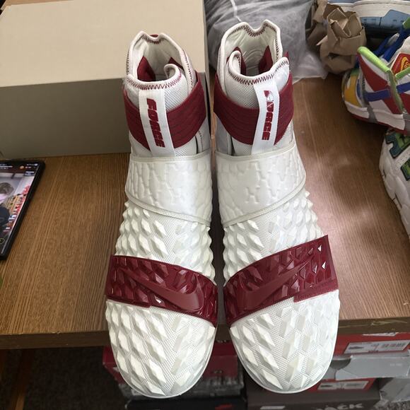 Size 18 Jordan Force Cleat Cv1665-100 Oklahoma University OU“Sample” Pair - Picture 2 of 9